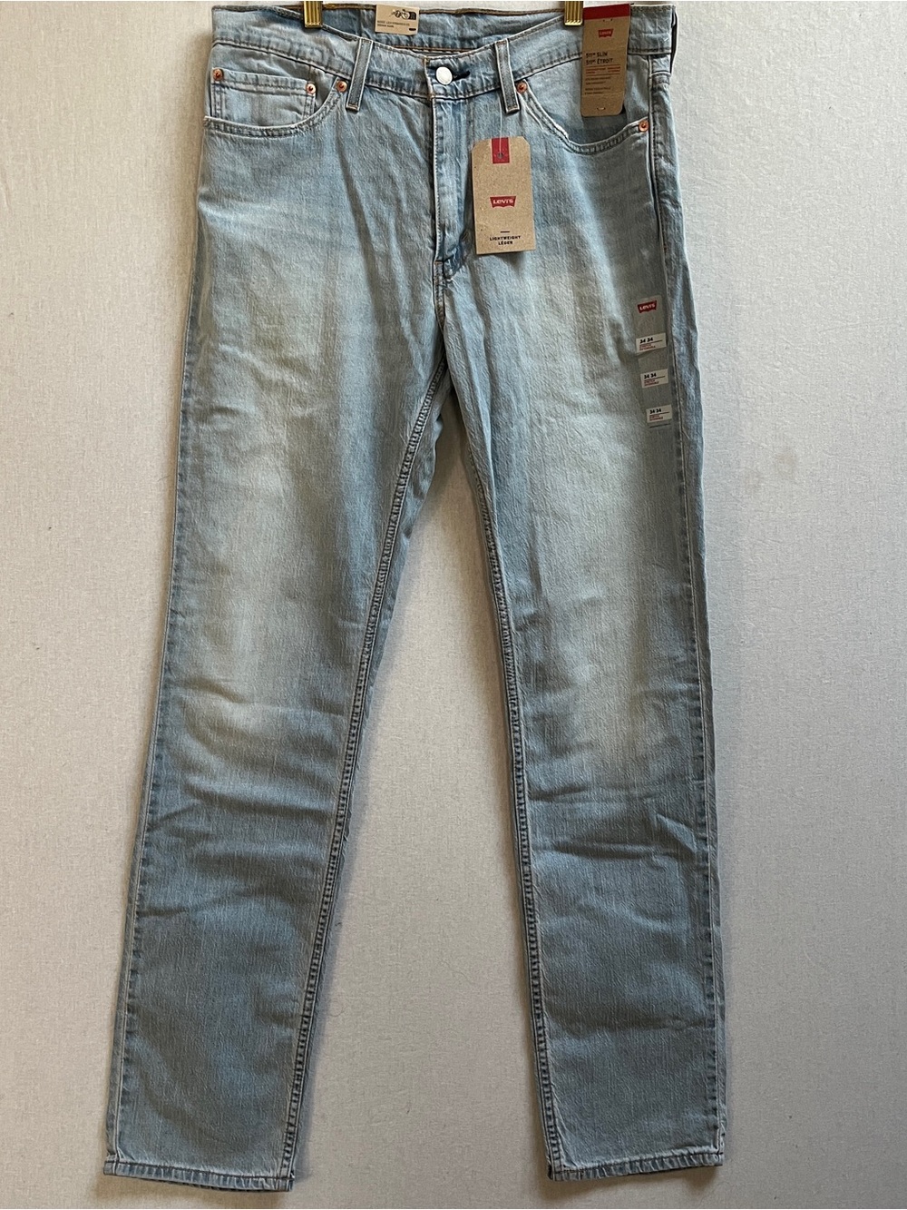 NWT Levis 511 Mens Light Blue Straight Leg Jeans 34 x 34